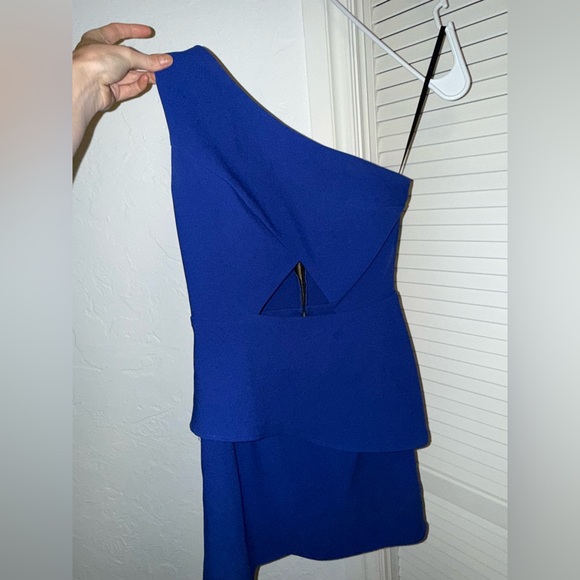 NBD X Naven Think About it Dress Mini Cobalt Blue Cut Out One Shoulder size: S - Picture 6 of 7